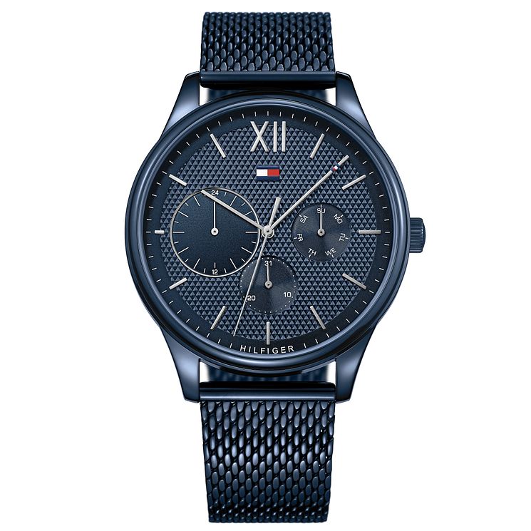 Tommy Hilfiger Mens Blue Ip Mesh Bracelet Watch