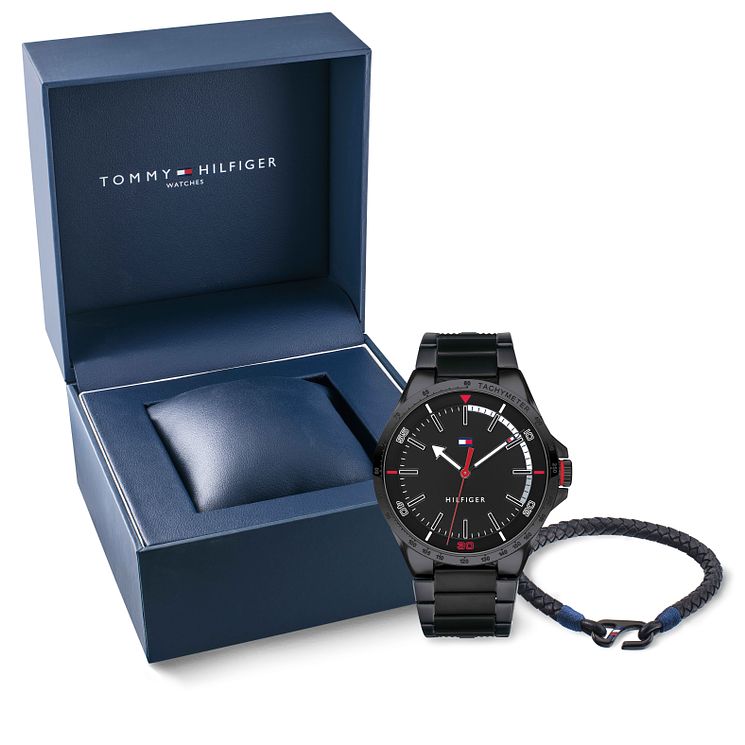 Tommy Hilfiger Mens Bracelet WatchandLeather Bracelet Set