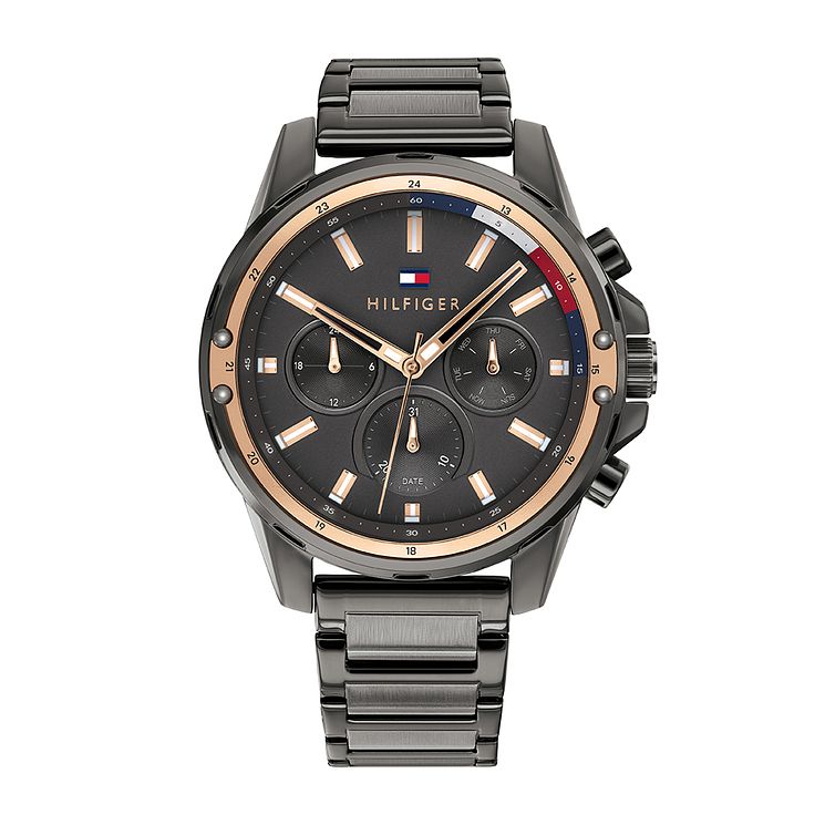 Tommy Hilfiger Mens Grey Ip Bracelet Watch