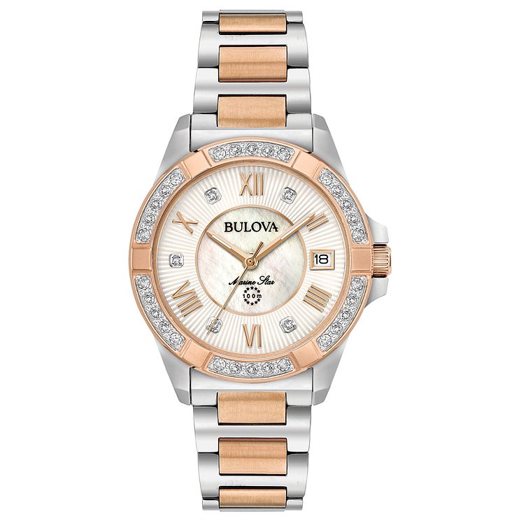 Bulova Ladies Marine Star Rose GoldandSteel Bracelet Watch