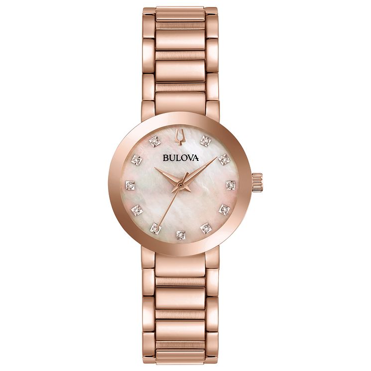 Bulova Ladies Modern Rose Gold Colour Steel Bracelet Watch