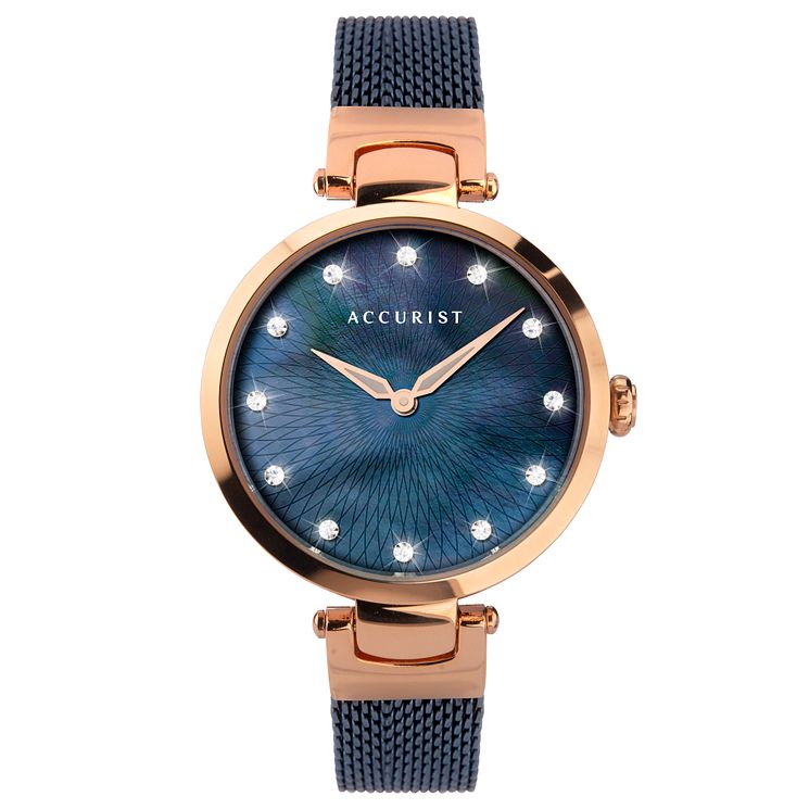 Accurist Crystal Blue Ip Mesh Bracelet Watch