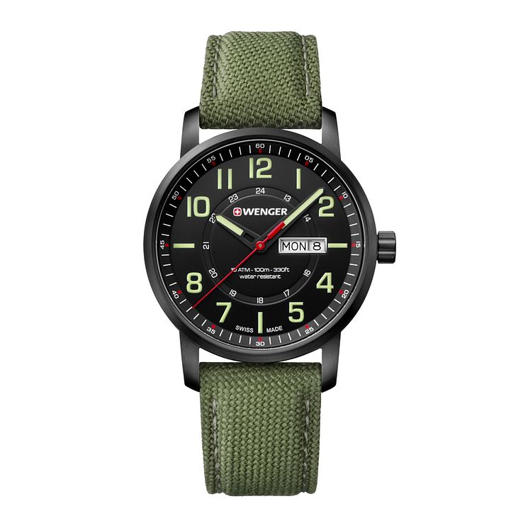 Wenger Attitude Mens Green Fabric Strap Watch