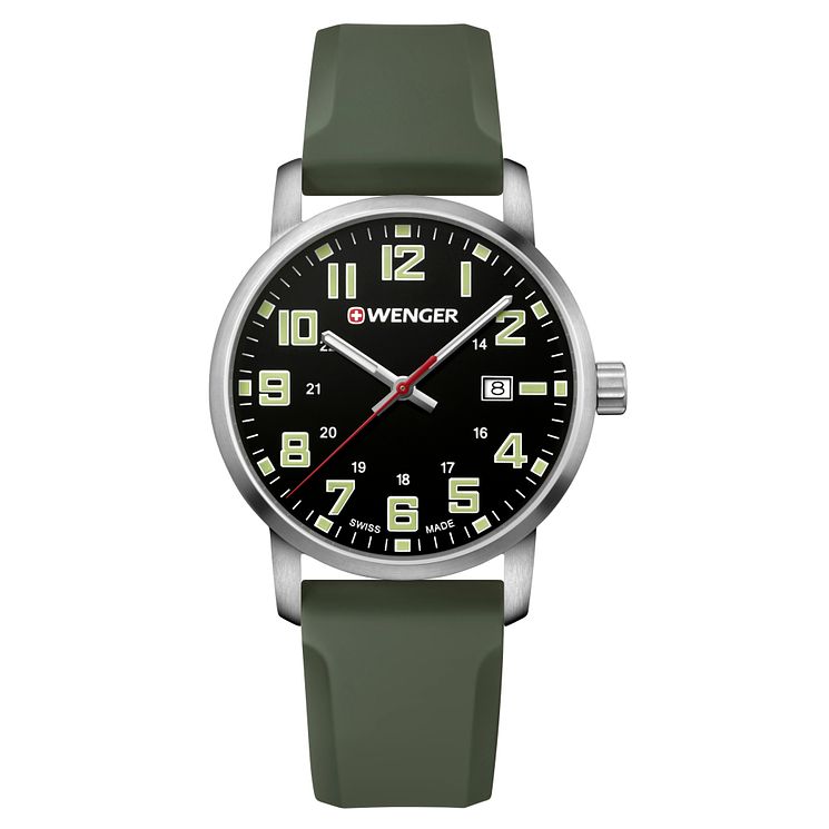 Wenger Avenue Mens Green Silicone Strap Watch