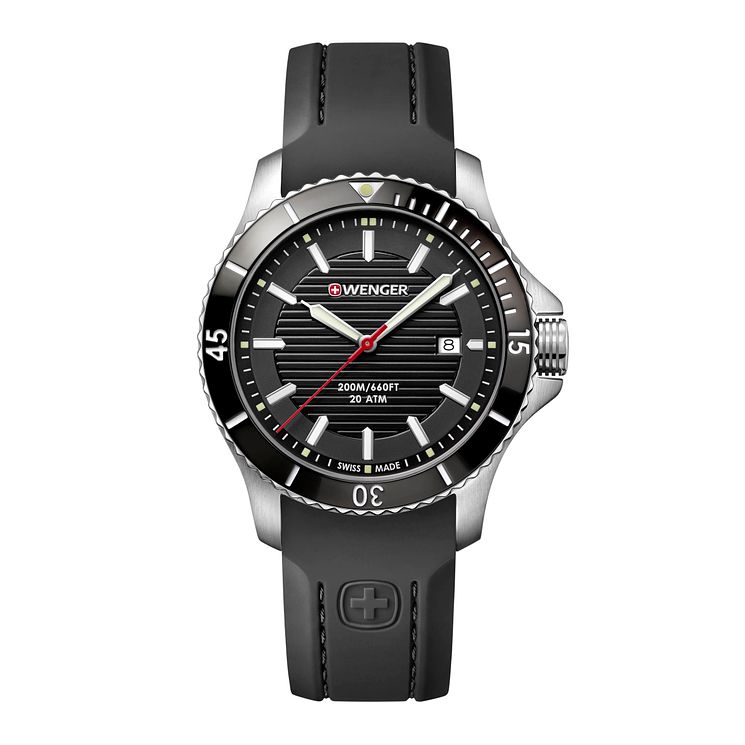 Wenger Seaforce Mens Black Silicone Strap Watch