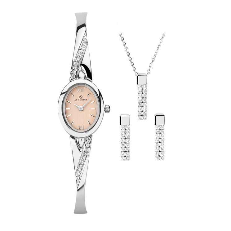 Accurist Crystal Ladies WatchandJewellery Gift Set