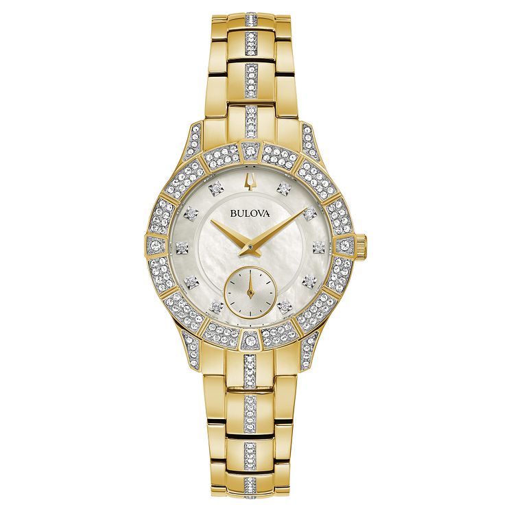 Bulova Phantom Crystal Ladies Gold Tone Bracelet Watch