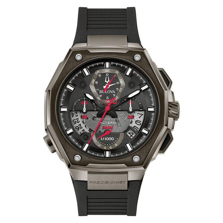 Bulova Precisionist X Mens Black Rubber Strap Watch