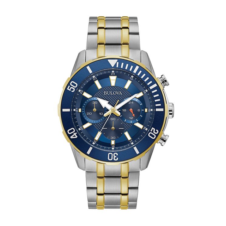 Bulova Sport Chronograph Mens Two Tone Bracelet Watch