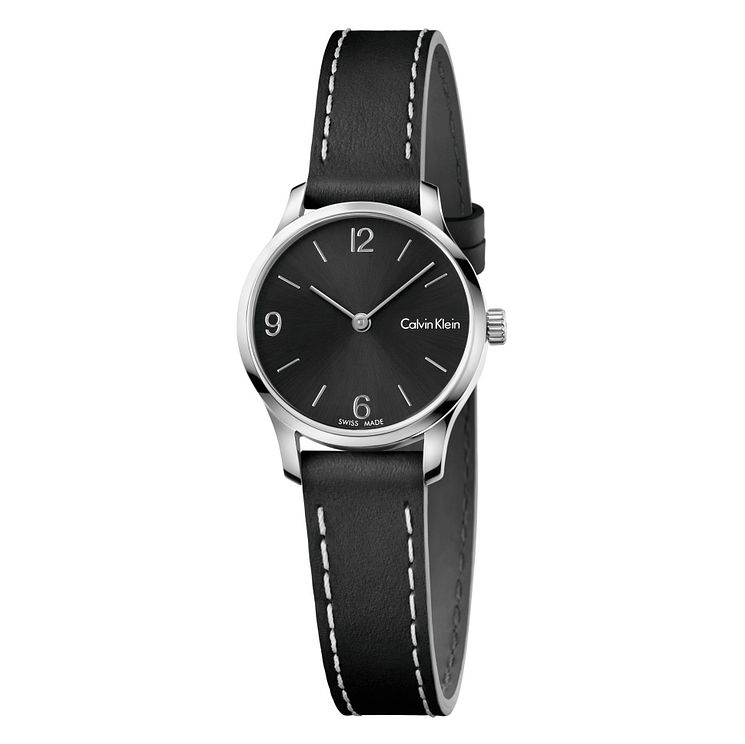 Calvin Klein Ladies Black Leather Strap Watch