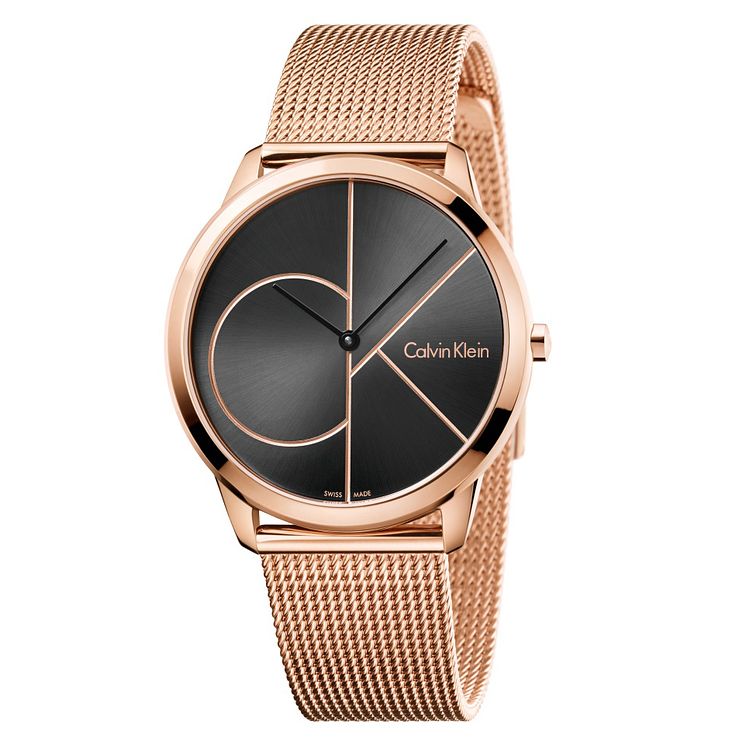 Calvin Klein Mens Rose Gold Plated Mesh Bracelet Watch