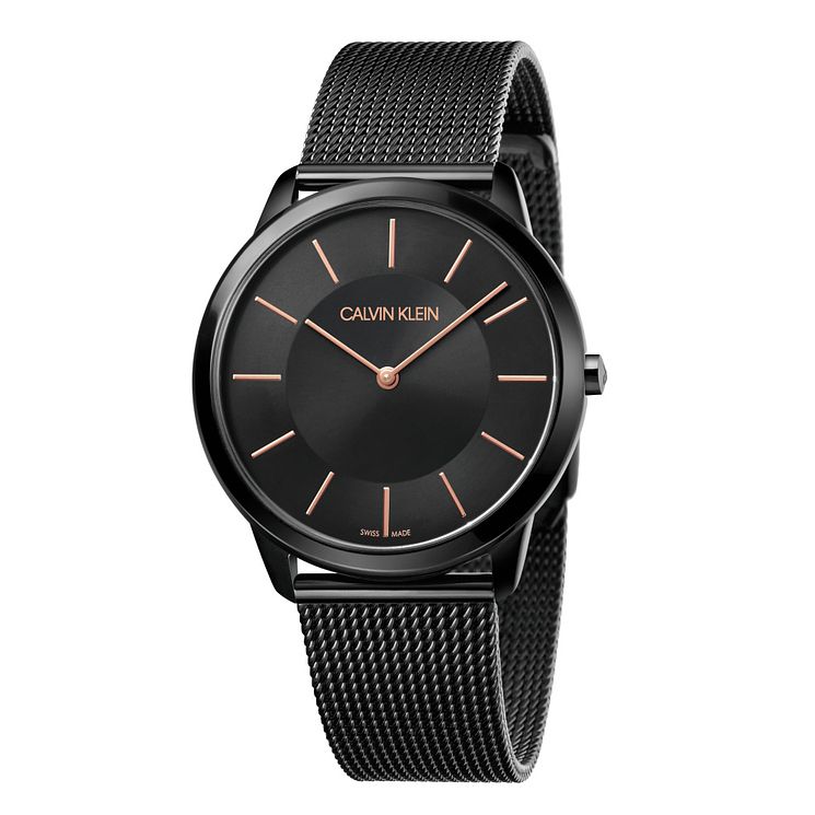 Calvin Klein Minimal Mens Black Mesh Bracelet Watch