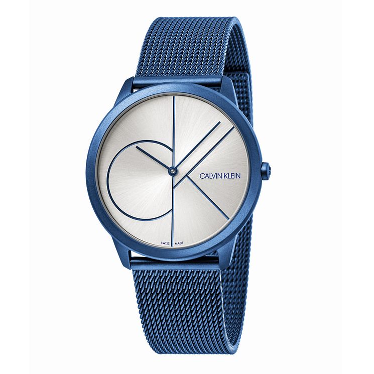 Calvin Klein Minimal Mens Blue Steel Mesh Bracelet Watch