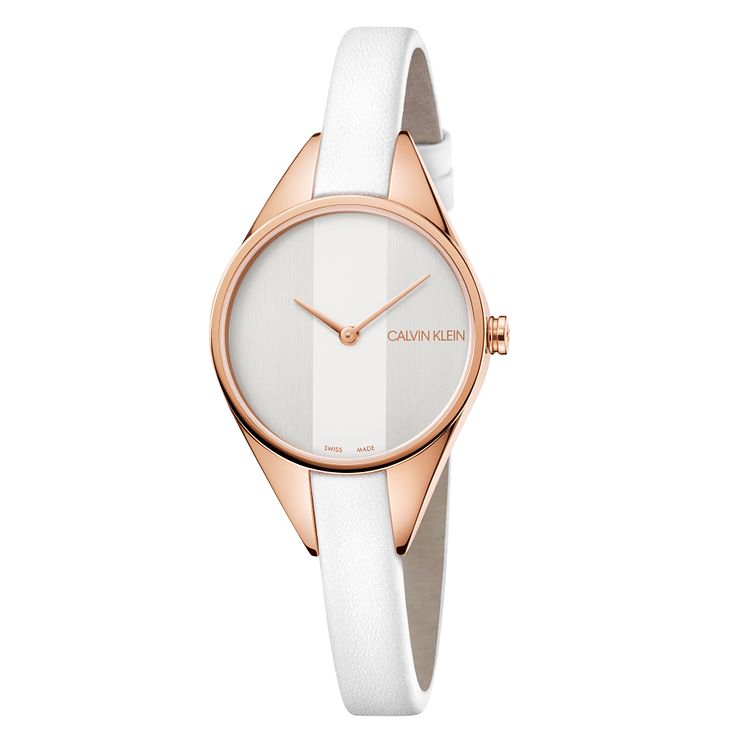 Calvin Klein Rebel Ladies White Leather Strap Watch