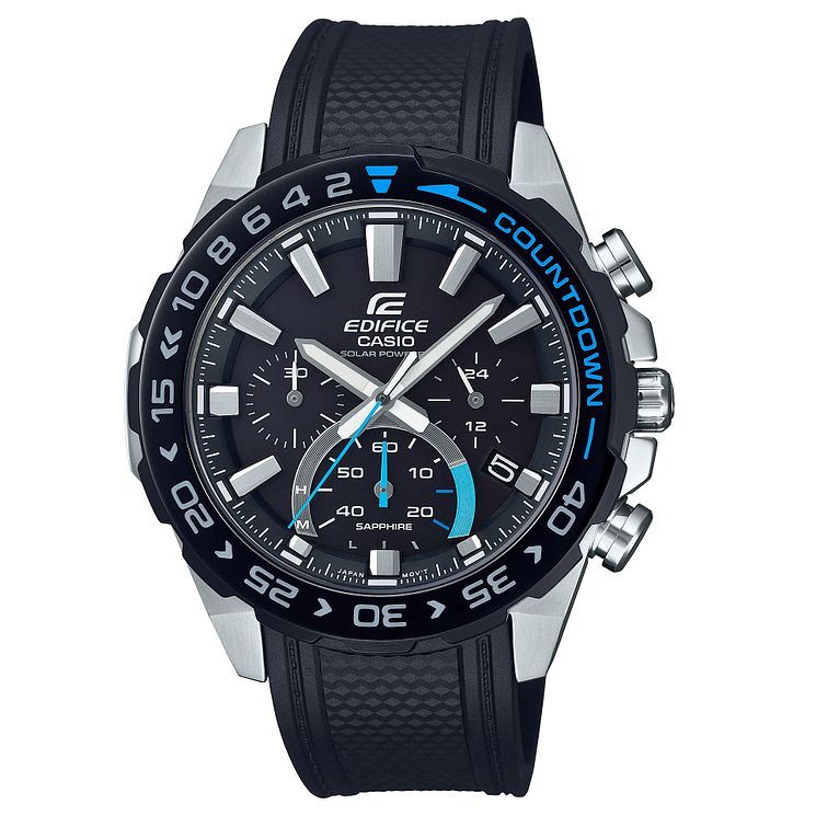 Casio Edifice Countdown Mens Black Resin Strap Watch