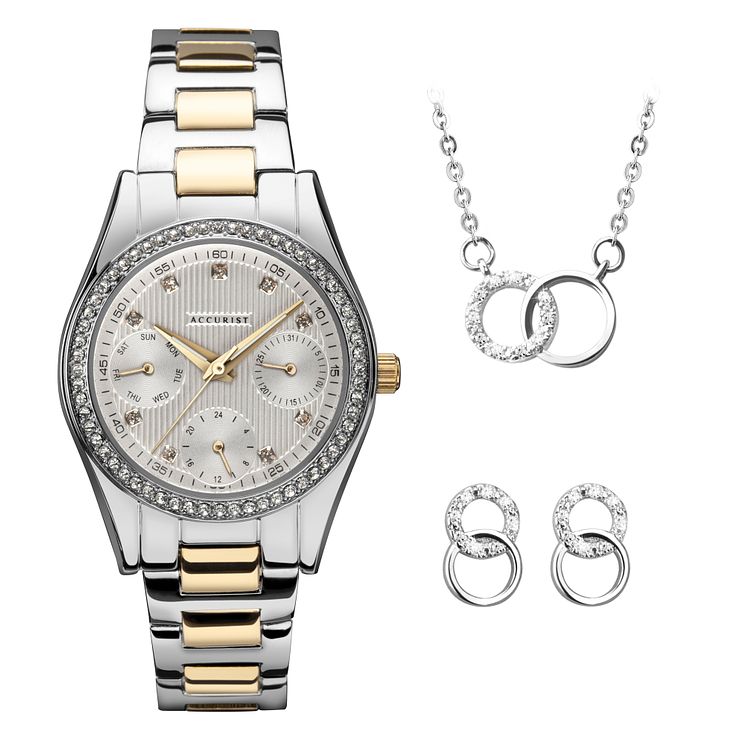 Accurist Ladies Crystal Bracelet WatchandJewellery Gift Set