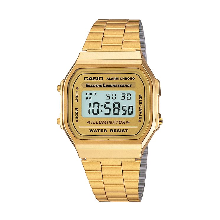 Casio Vintage Mens Yellow Gold Tone Bracelet Digital Watch