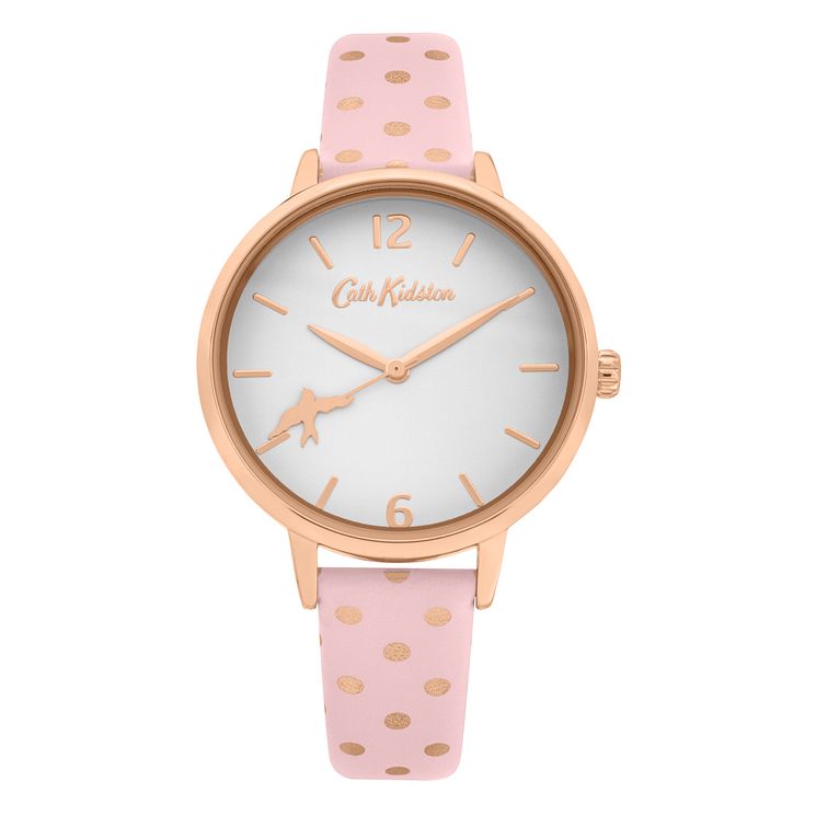 Cath Kidston Button Spot Ladies Pink Pu Strap Watch