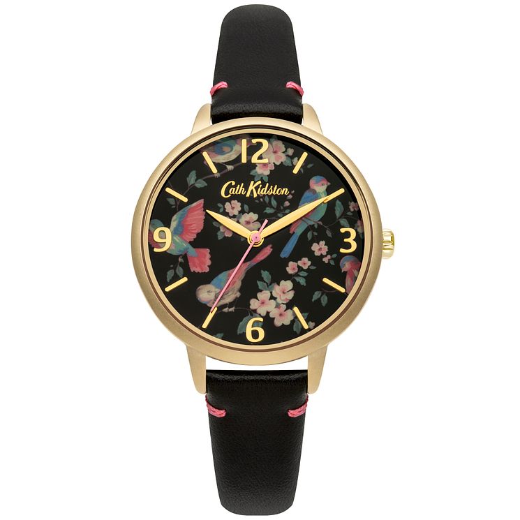 Cath Kidston Ladies Black Leather Strap Watch