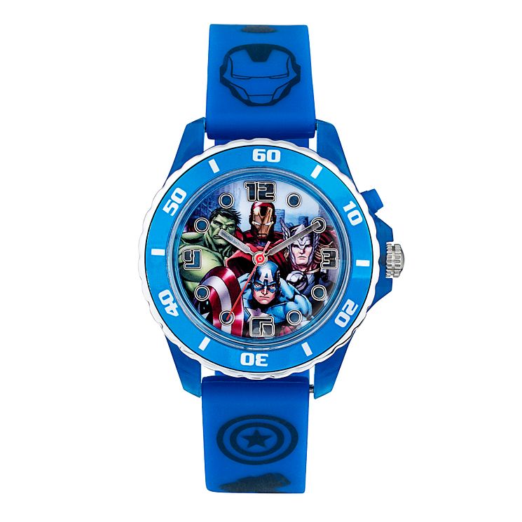 Childrens Avengers Light Up Blue Strap Watch