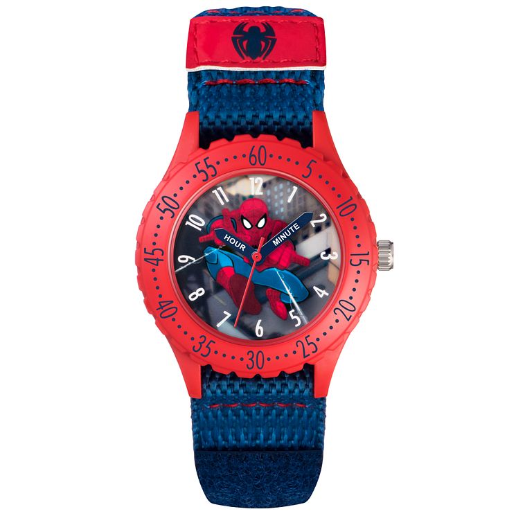 Childrens Spiderman BlueandRed Velcro Strap Watch