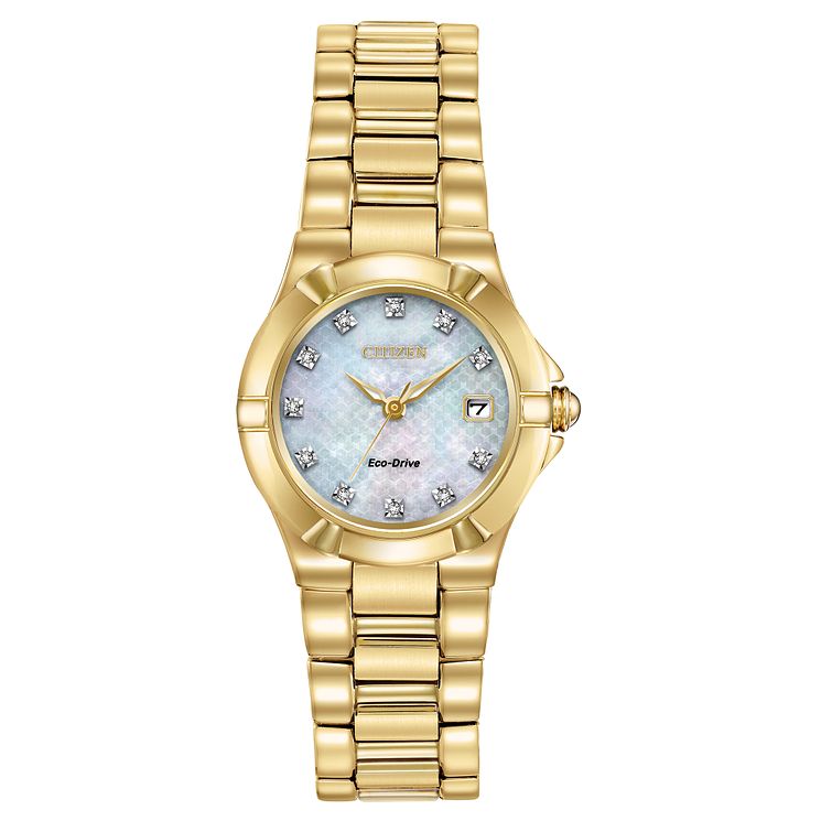 Citizen Eco-drive Diamond Ladies Gold Tone Bracelet Watch