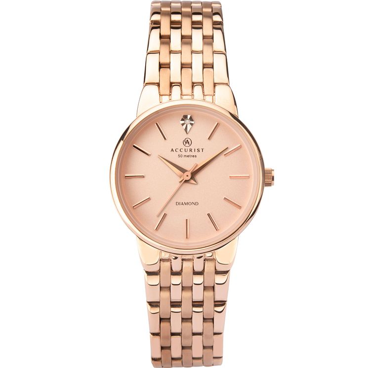 Accurist Ladies Rose Gold Tone Steel Bracelet Watch