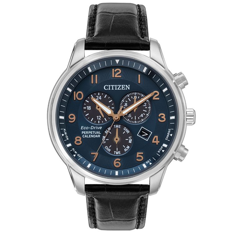 Citizen Eco-drive Mens Black Leather Watch