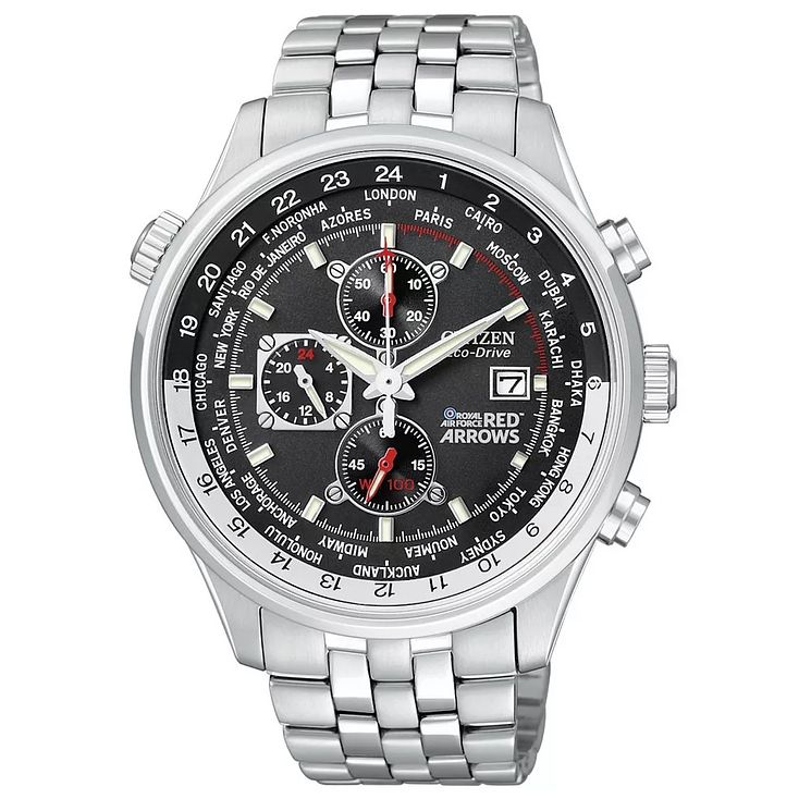 Citizen Eco-drive Red Arrow Wr100 Mens Bracelet Watch