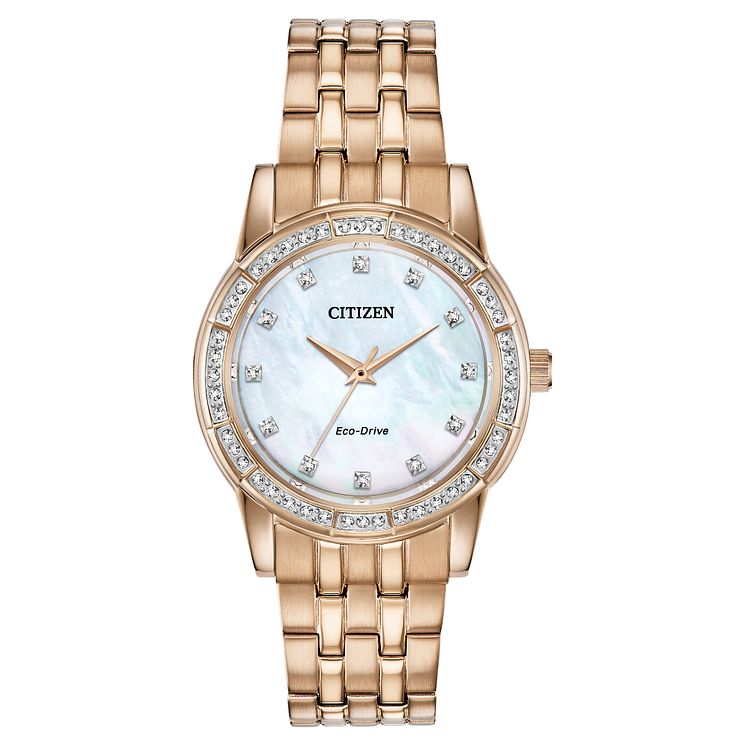 Citizen Eco-drive Silhouette Crystal Rose Gold Tone Watch