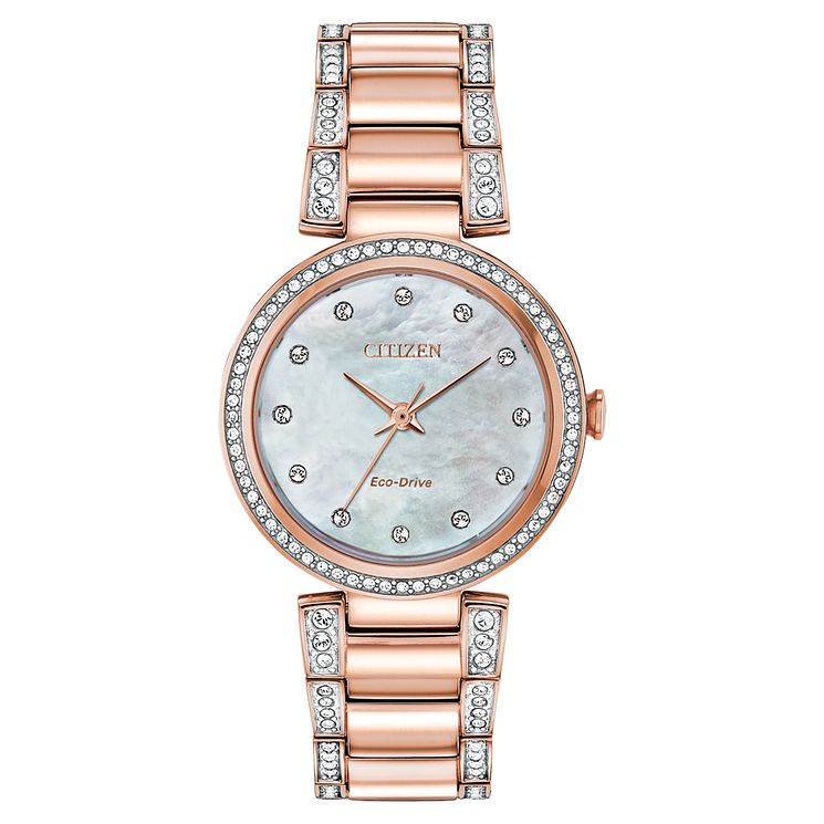 Citizen Eco-drive Silhouette Crystal Rose Tone Watch