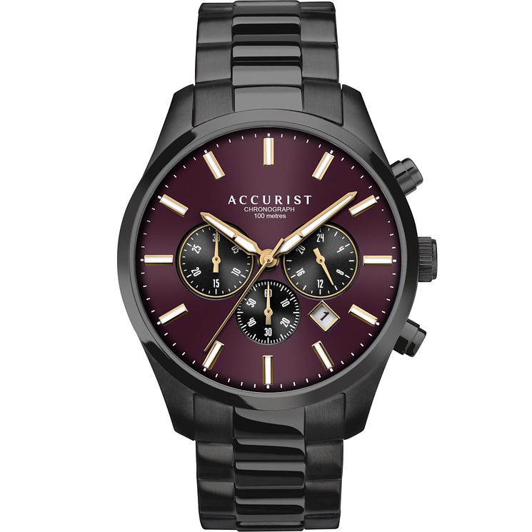 Accurist Chronograph Black Ion-plated Bracelet Watch