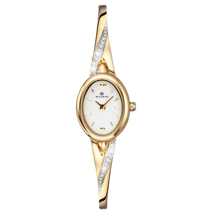 Accurist Ladies Stone Set Gold Bangle Watch