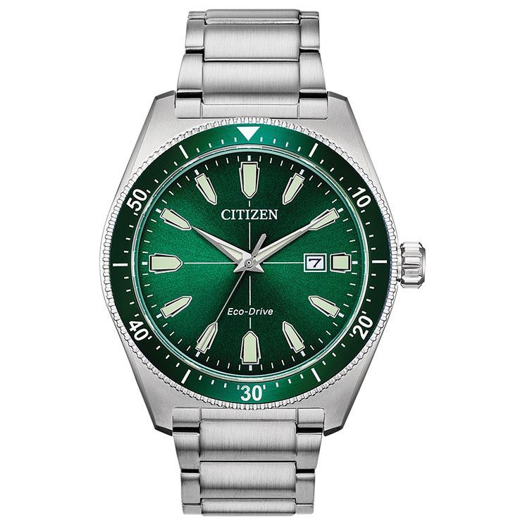 Citizen Mens Green Dial Stainless Steel Bracelet Watch