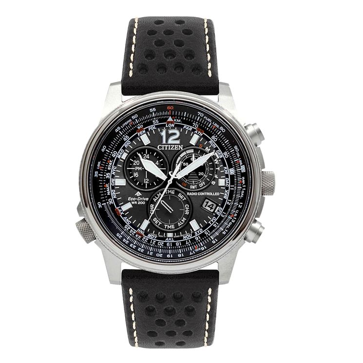 Citizen Radio Controlled Pilot Black Leather Strap Watch