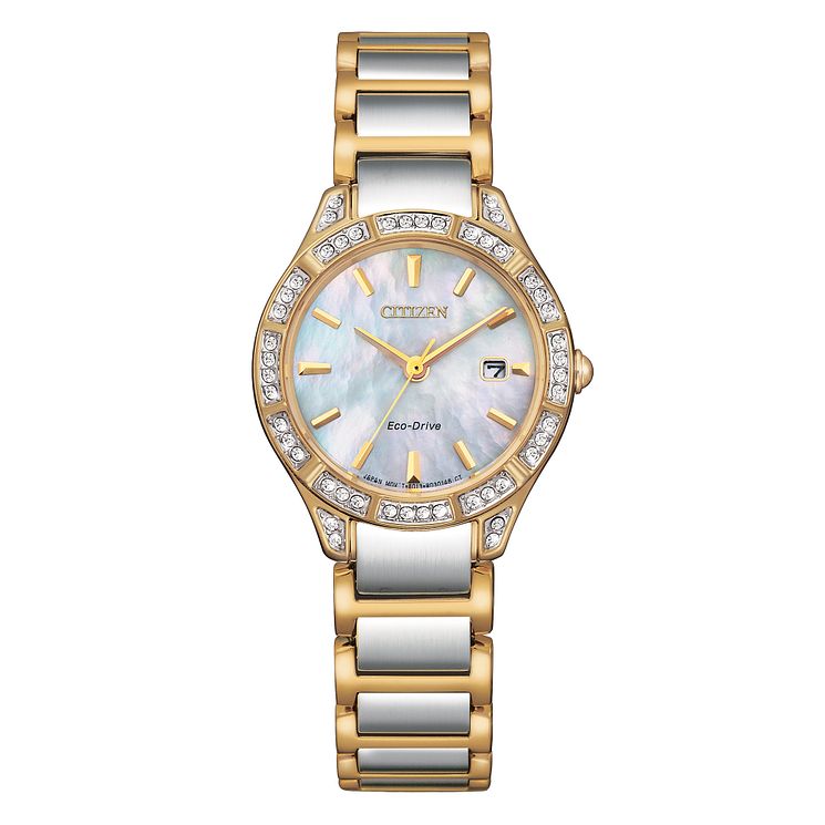 Citizen Silhouette Crystal Ladies Two Tone Bracelet Watch