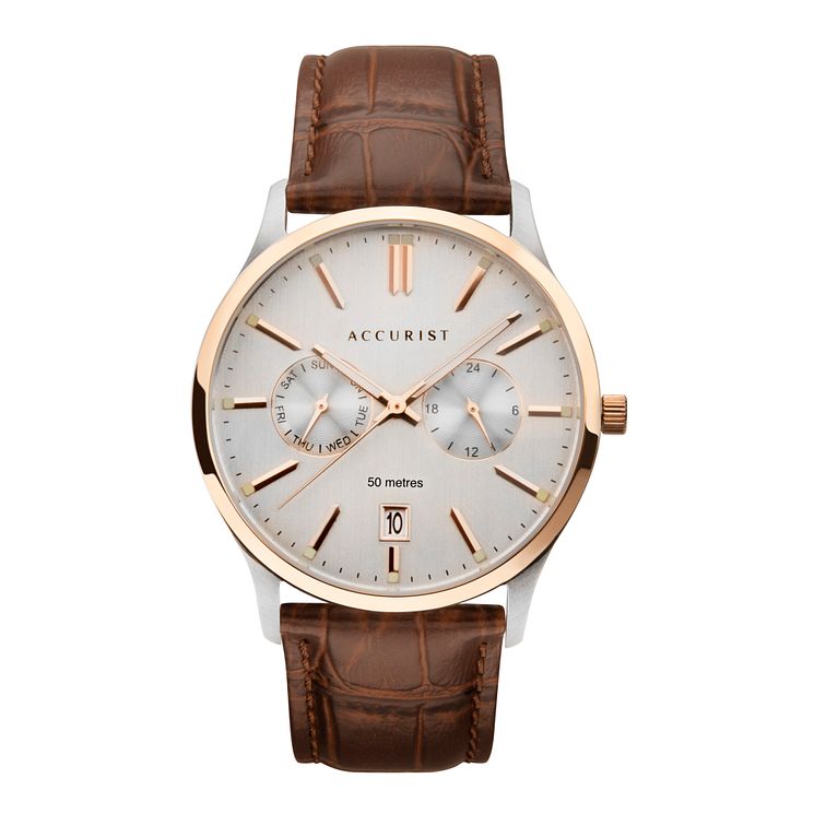 Accurist Chronograph Mens Brown Leather Strap Watch