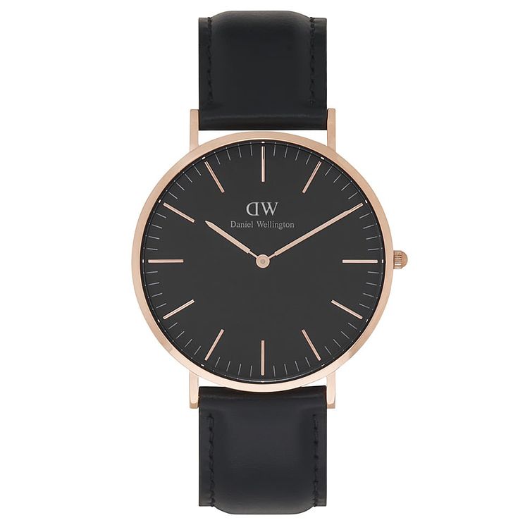 Daniel Wellington Sheffield Mens Black Leather Strap Watch