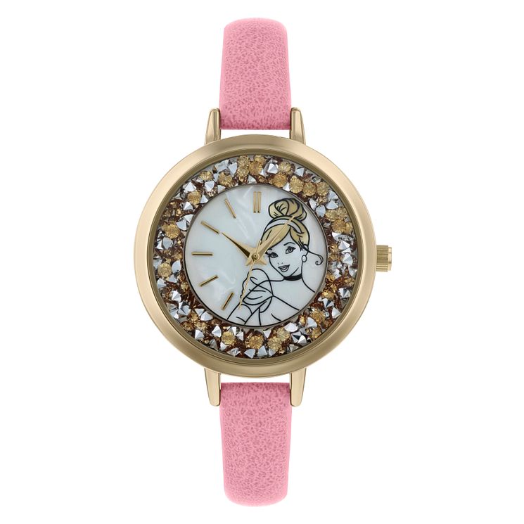 Disney Cinderella Pink Pu Strap Watch