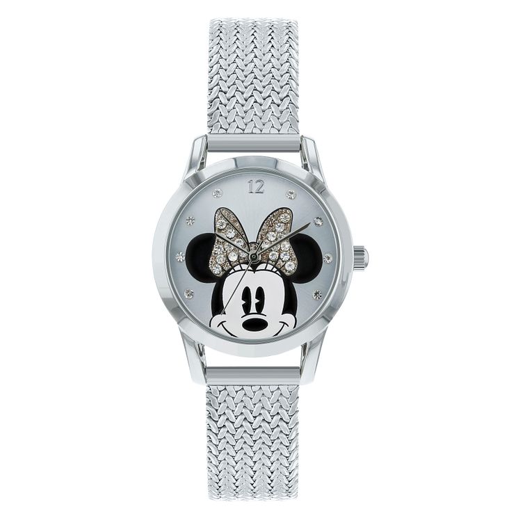 Disney Minnie Mouse Silver Mesh Strap Watch