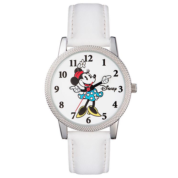 Disney Minnie Mouse White Leather Strap Watch