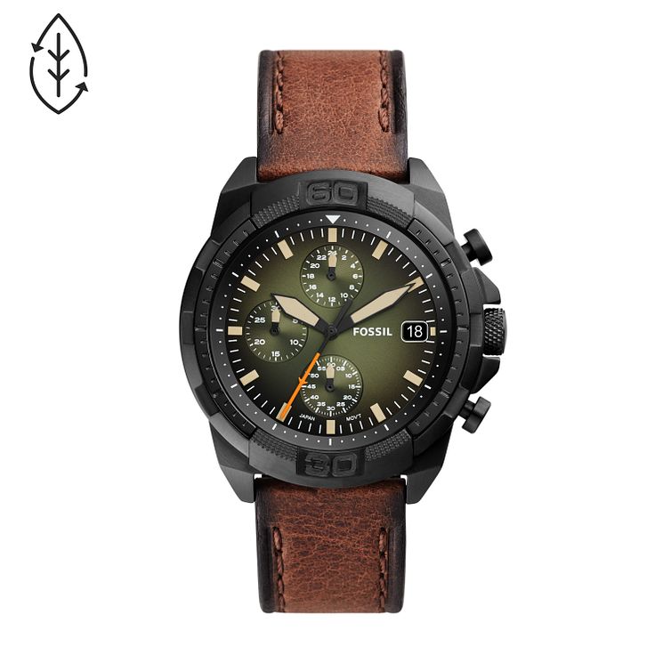 Fossil Bronson Mens Brown Leather Strap Watch