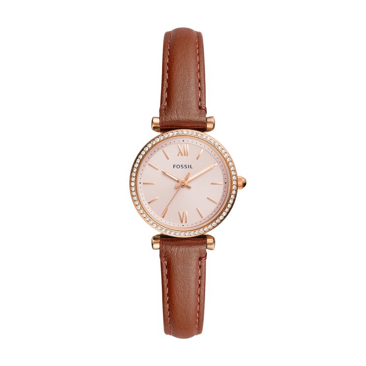 Fossil Carlie Mini Ladies Brown Leather Strap Watch