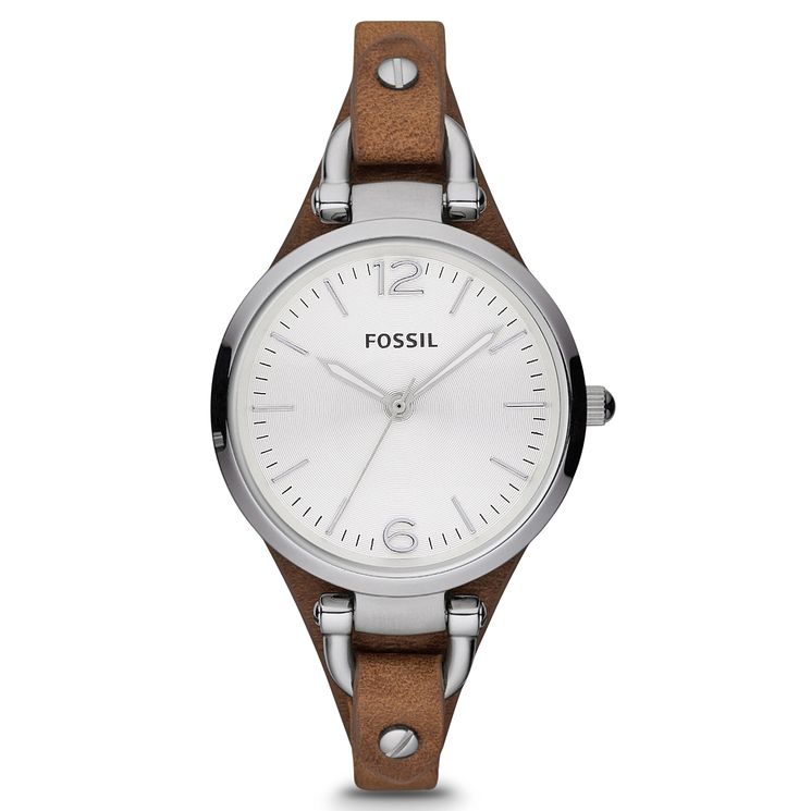 Fossil Ladies Georgia Brown Leather Cuff Watch