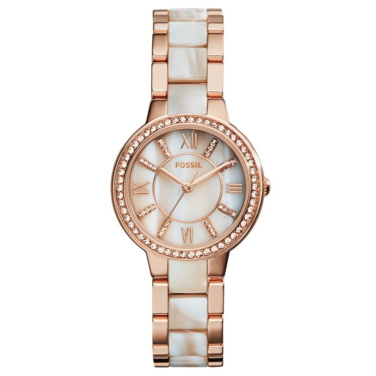 Fossil Ladies Mother Of Pearl Dial Two Tone Bracelet Watch