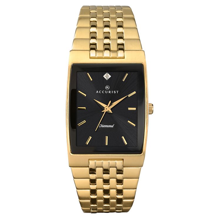 Accurist Mens Gold-plated Diamond-set Watch