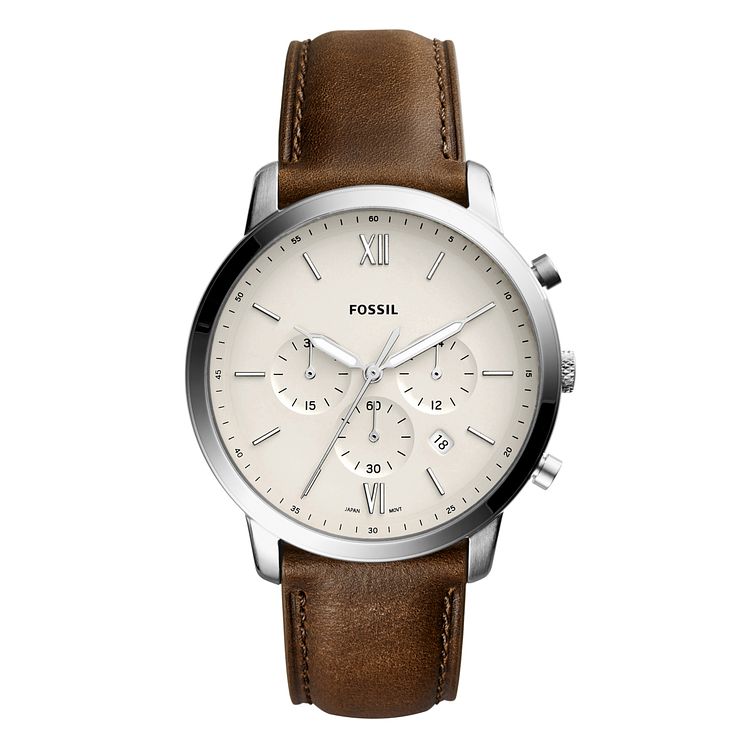 Fossil Mens Brown Leather Strap Watch