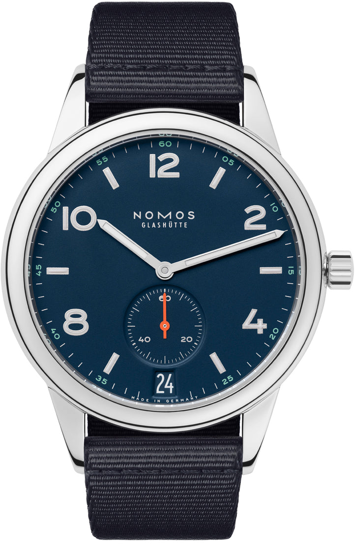 Nomos Glashutte Club Automat Datum Atlantik Sapphire Crystal