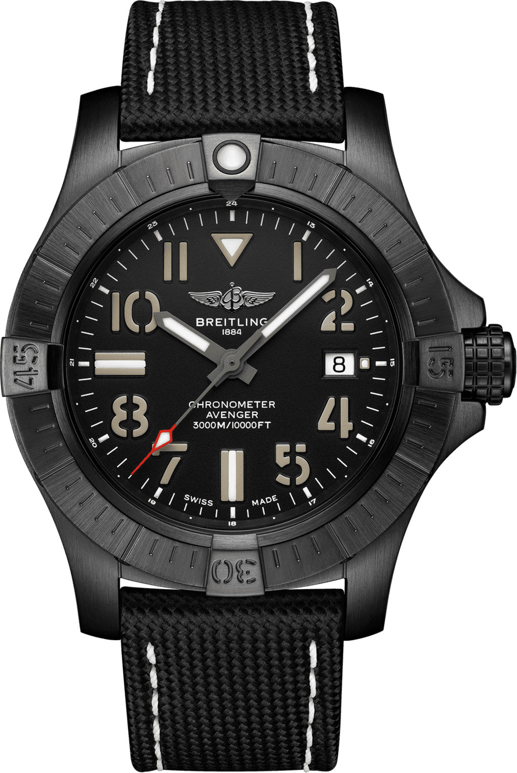 Breitling Watch Avenger Automatic 45 Seawolf Night Mission Leather Tang Type