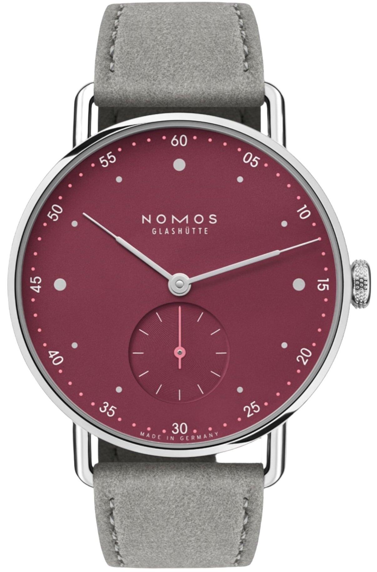 Nomos Glashutte Metro 33 Muted Red Sapphire Crystal